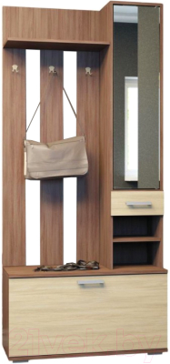 Секция в прихожую Стендмебель Сорренто (ясень шимо светлый/ясень шимо темный) - фото