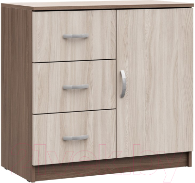 Тумба Стендмебель Басса КМ-553-М 3 ящика 1 створка (ясень шимо светлый/ясень шимо темный) - фото