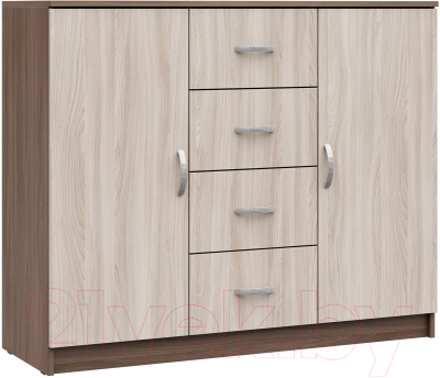 Тумба Стендмебель Басса КМ-555-М 4 ящика 2 створки (ясень шимо светлый/ясень шимо темный) - фото