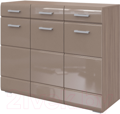 Тумба Стендмебель Вегас 3 ящика (кофе с молоком/ясень шимо темный) - фото