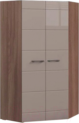 Шкаф Стендмебель Вегас угловой двухстворчатый (кофе с молоком/ясень шимо темный) - фото