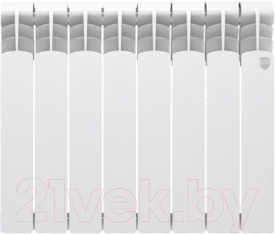 Радиатор биметаллический Royal Thermo Revolution Bimetall 500 (8 секций, с монтажным комплектом и угловыми кранами) - фото
