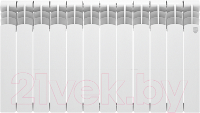 Радиатор биметаллический Royal Thermo Revolution Bimetall 500 (12 секций, с монтажным комплектом и угловыми кранами) - фото