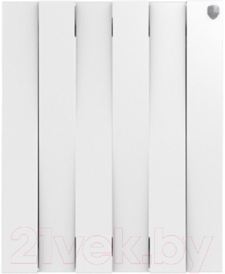 Радиатор биметаллический Royal Thermo PianoForte 500 Bianco Traffico (6 секций, с монтажным комплектом и угловыми кранами) - фото