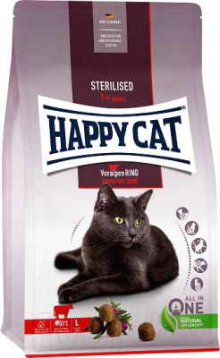 Сухой корм для кошек Happy Cat Sterilised Voralpen-Rind Баварская говядина / 70574 - фото