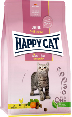 Сухой корм для кошек Happy Cat Junior Land-Geflugel Птица без злаков / 70541 (10кг) - фото