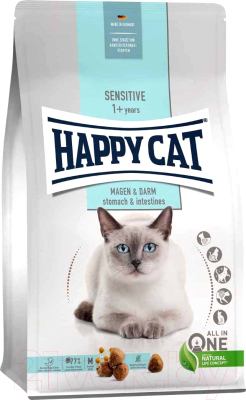 Сухой корм для кошек Happy Cat Sensitive Magen&Darm Утка и рис для пищеварения / 70597 - фото