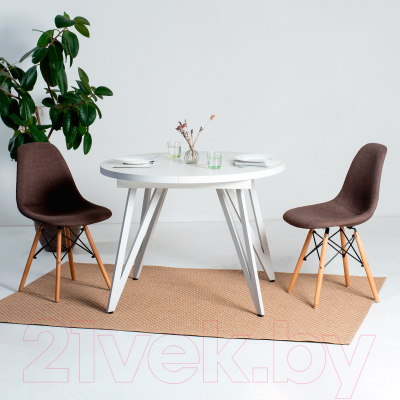 Обеденный стол Millwood Женева 3 Л раздвижной D100-140x100x76 (белый/металл белый)