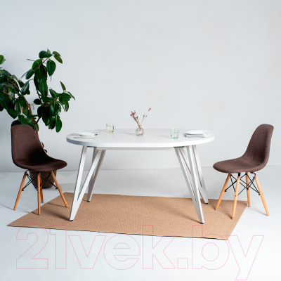 Обеденный стол Millwood Женева 3 Л раздвижной D100-140x100x76 (белый/металл белый)