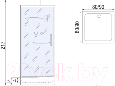 Душевая кабина RIVER Moero 80/80/14 Б/К