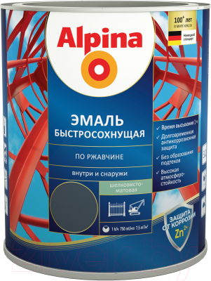 Грунт-эмаль Alpina Быстросохнущая по ржавчине RAL7024 - фото