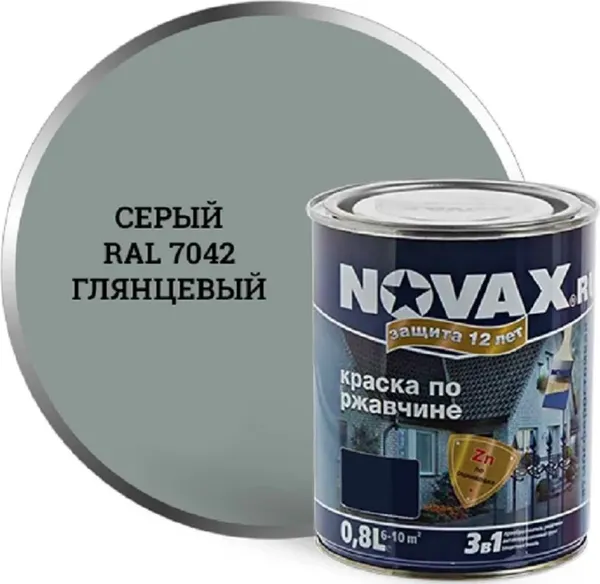 Грунт-эмаль Novax По ржавчине 3 в 1 RAL 7042