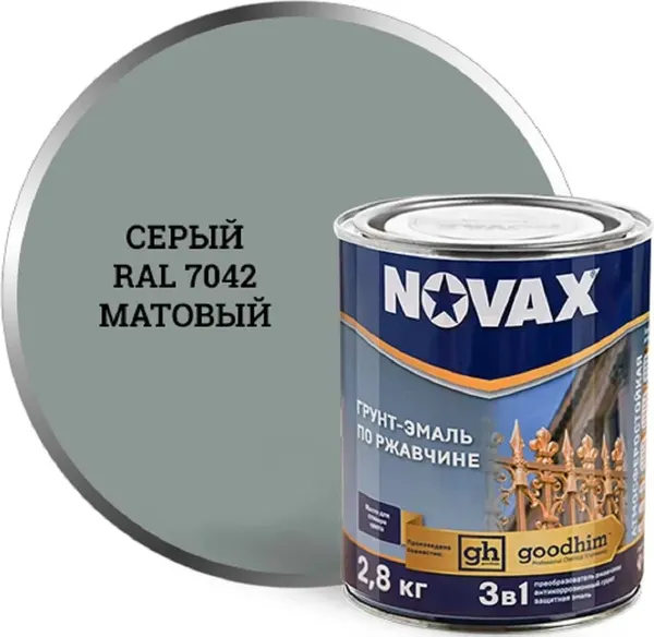 Грунт-эмаль Novax По ржавчине 3 в 1 RAL 7042