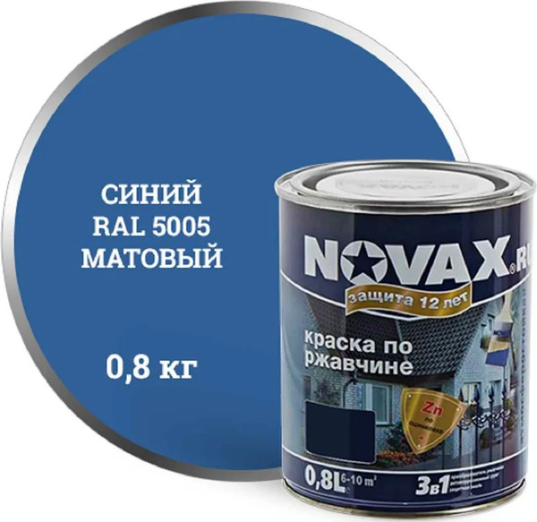 Грунт-эмаль Novax По ржавчине 3 в 1 RAL 5005