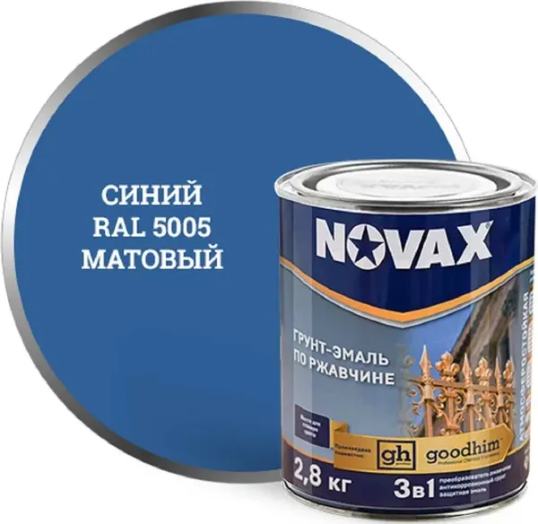 Грунт-эмаль Novax По ржавчине 3 в 1 RAL 5005