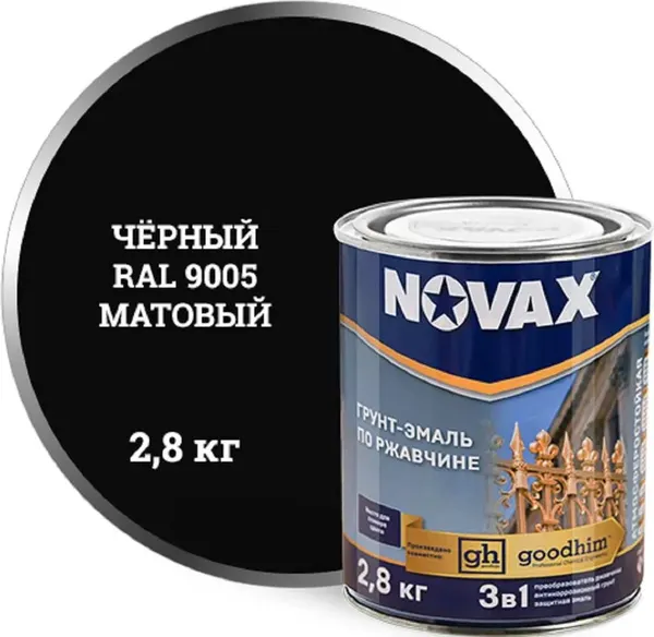 Грунт-эмаль Novax По ржавчине 3 в 1 RAL 9005