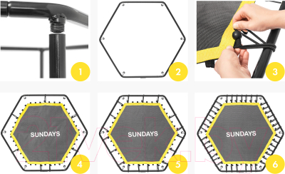 Батут для джампинга Sundays SDT-TP105 D127 (желтый)