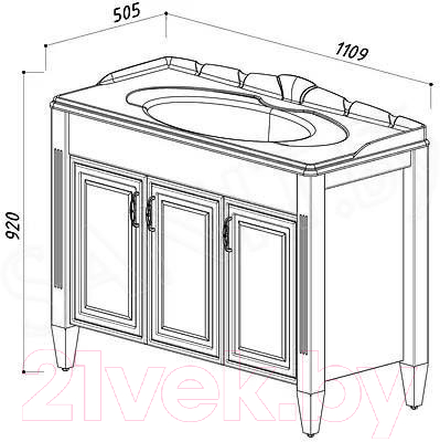 Тумба под умывальник Belux Империя H105