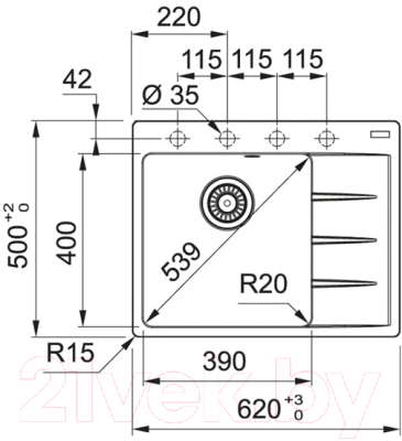 Мойка кухонная Franke CNG 611/211-62 TL (114.0639.712)