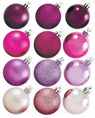 Набор шаров новогодних Волшебная страна Фуксия R001275 - фото