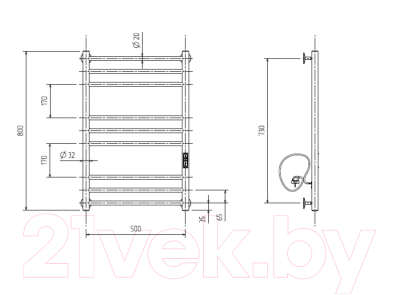 Полотенцесушитель электрический ZorG Рио Гранд 50x80