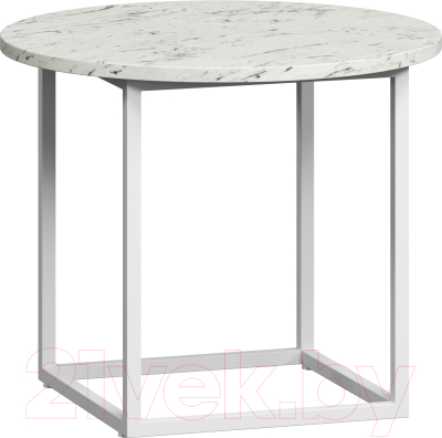Журнальный столик Loftyhome Мальборк Арти / 1627385 (мрамор сноу с белым основанием) - фото
