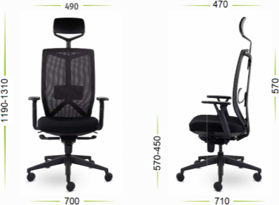 Кресло офисное UTFC Профи М-900 с подголовником (черный пластик)