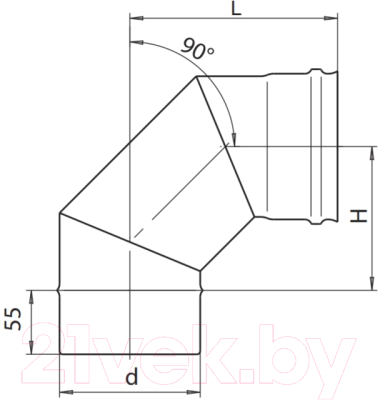 Поворот дымохода Ferrum Ф150 / f2409 (угол 90°, 430/0.5мм)