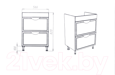 Тумба под умывальник Viant Лима Como 60 / VLIM60CO-T2Y