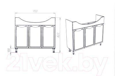 Тумба под умывальник Viant Лима Энигма 100 / VLIM100EN-T3ST