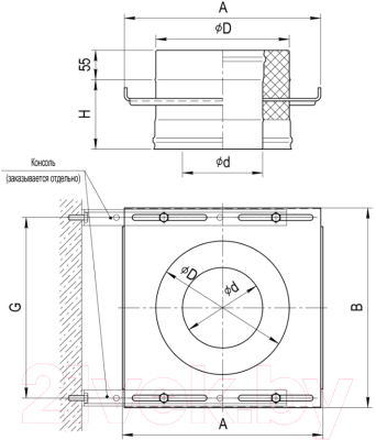 Площадка монтажная для дымохода Ferrum 430+нерж./1.5 Ф110x200/ f3202