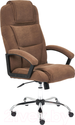 Кресло офисное Tetchair Bergamo флок (хром/коричневый 6) - фото