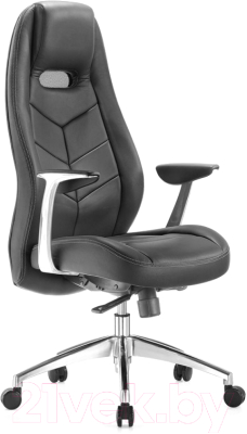 Кресло офисное Бюрократ Zen (кожа черный/алюминий) - фото