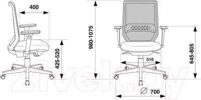 Кресло офисное Бюрократ MC-W611N (сетка темно-серая TW-04/ткань 38-417/пластик белый)