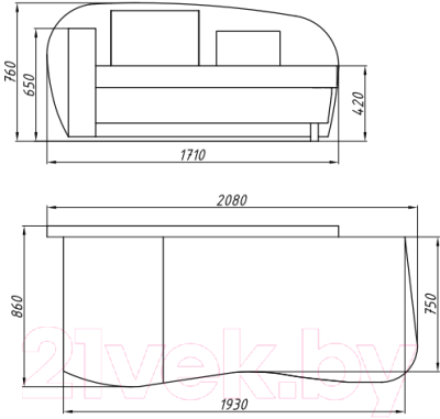 Тахта Lama мебель Пингвин-5 правый