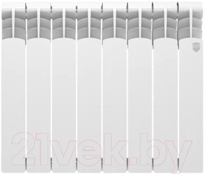 Радиатор биметаллический Royal Thermo Revolution Bimetall 500 (8 секции, с монтажным комплектом, кронштейнами и кранами) - фото