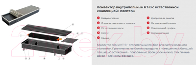 Конвектор внутрипольный Новатерм НТ-В-075/20/080 (алюминий)