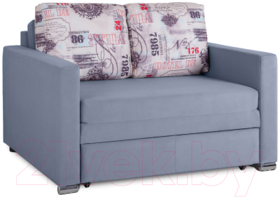 Диван KRONES Афродита выкатной 195x100 (велюр серый/рисунок) - фото