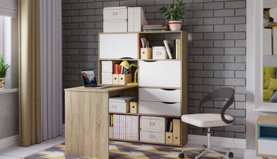 Письменный стол ТриЯ Тип 7 (дуб сонома/белый ясень)