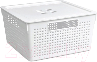 Корзина Violet Лофт с крышкой / 6911106 (11л, белый) - фото