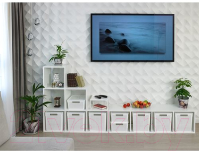 Корзина Violet Лофт с крышкой / 6911106 (11л, белый)