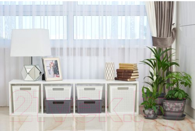 Корзина Violet Лофт с крышкой / 6911106 (11л, белый)