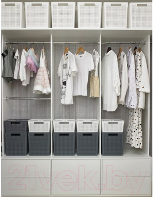 Корзина Violet Лофт с крышкой / 6911106 (11л, белый)