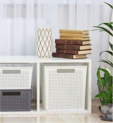 Корзина Violet Лофт с крышкой / 6911106 (11л, белый)