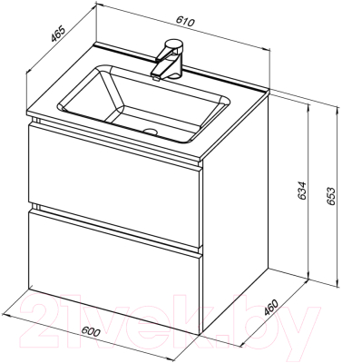 Тумба под умывальник De Aqua Ариетта New 60 / 265579