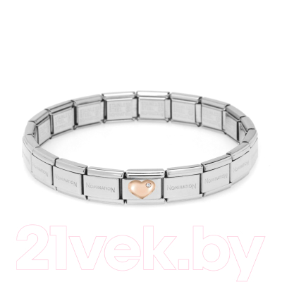 Звено для браслета NominatioN Объемное сердце с кристалом 430305/01