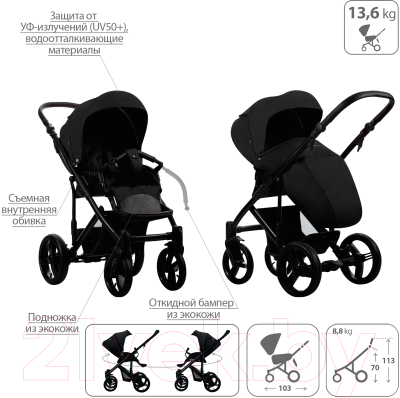 Детская универсальная коляска Bebetto Magnum черная рама 2 в 1