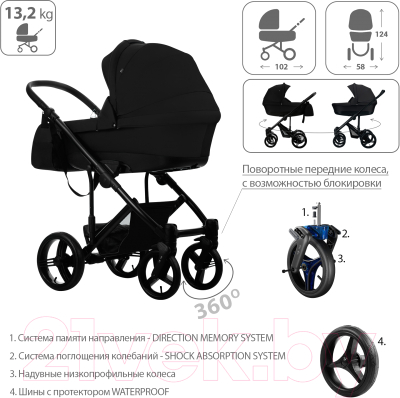 Детская универсальная коляска Bebetto Magnum черная рама 2 в 1