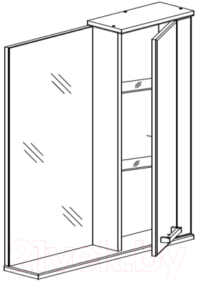 Шкаф с зеркалом для ванной СанитаМебель Джаст 12.700 (правый)