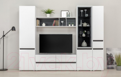 Тумба Mobi Сидней 13.63 (белый премиум/черный 0190 PE/белый глянец ПВХ)